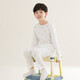 Red bean children's pure cotton home clothing set for men and women middle-aged children long-sleeved mesh spring and summer pajamas teenager mesh air conditioning suit 3271 (cactus) 120