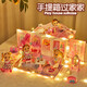 Spielzeugmädchen spielen Haus Prinzessin Doll Haus 7 Mädchen 2-3-4-6 Jahre alte Mädchen 8 Kinder 9 Geburtstagsgeschenke 10 rosa Handtasche + LED-Streicher + Puppen