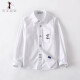 Kung Fu Ant Boys Pure Cotton Long-Sleeved White Shirt Children's Formal School Uniform Boys' Shirts Medium and Large Children's Performance Clothes Bottoming Shirt Tops Little Ant-White 130