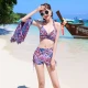 Yifu Bikini Swimsuit Women's Three-piece Korean Hot Spring Split Flat Angle Conservative Belly Cover Sexy Thin Swimsuit Geometry XL