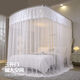 Jiazhilu Fishing Rod Retractable U-shaped Mosquito Net Three-door Household Double Palace Floor-standing Encrypted Stainless Steel Thicken Support Yilu You White + 32mm Super Coarse Support Cover 1.5*2.0 meters bed