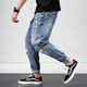 Zehn Kran zerrissene Jeans Männer losen Frühlings- und Sommer-Kumpel-Hosen-Männer abgerissene Bettlerhosen HARUN COW PANS Blue 30 (115-125jin [Jin gleich 0,5 kg]))