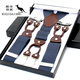 Cool kangaroo men's strong six-clip suspender trousers for the elderly and fat men adult extended strap leather suspender clip three rows of small diamonds