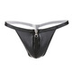 Leather thong couple zipper underwear sexy free zipper open panties passion suit women's products men's black