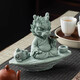 Lucky Dragon Tea Pet Decoration Color Changing High-End Green Sandstone Tea Table Tea Table Tea Set Feng Shui Decoration Crafts One Finger Rich + Sleeping Frog + Fishing Platform Base