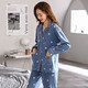 Pajamas de Shamiduo para mujeres en primavera y otoño Cárdigan de manga larga de algodón largo