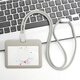 Corde ronde à la mode Lanyard Tag Carte d'employé Carte de bus carte de travail Carte de travail Carte Campus Bus Étudiant C5 Gris Version verticale + 9734 Corde ronde en argent