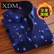 Xiong Diming [hochwertiges Hemd] Herbst- und Winter-Herren-Hemd und Fleece-verdickte große Jacke gedrucktes Hemd Daddy's Kleidung HB677 [Blue Stripe] [Hemd] Velvet 3xl /180 (155-175jin [Jin gleich 0,5 kg]))