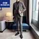 ROMON Groom's Suit Men's Slim Woolen Suit Men's Suit Wedding Dress Khaki Thickened Winter Off-White (Suit + Pants + Vest) Tie M