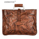 Andseeyou brand messenger bag Men handmade head layer cowhide computers handbag leather men's document bag crossbody bag dark brown