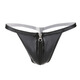 Hot and provocative leather thong couple zipper underwear sexy no-take-off zipper open panties passion suit for women and men in silver