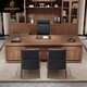 HONFSTIN solid wood desk boss desk and chair combination new Chinese style executive desk president desk simple modern office furniture 2 meter desk + side cabinet