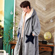 Delia coral velvet pajamas men's winter solid color Korean version casual simple men's nightgown bathrobe bathrobe mid-length home clothes autumn and winter men 9904 2XL (recommended 150-180Jin [Jin equals 0.5 kg])