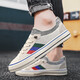 Yiqi canvas men's shoes 2025 new summer breathable thin fashion casual board shoes one foot lazy old Beijing cloth shoes 8J21 meters blue 41