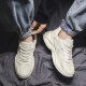 PATAL VIETON Spring and Autumn Men's Shoes High-Elevation Sports Running White Shoes Summer Mesh Casual Little White Dad Versatile Putian Trendy Shoes Men Beige 826 41