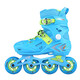 Dynamic (ACTION) skates for children, beginners' fancy shoes, adjustable size roller skates for boys and girls, locking wheel flat roller skates, full set of roller skates, light and shadow blue, set of 2 shoes + 912 helmet + turtle protective gear + bag L 36-39 size