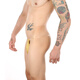 Adult men's erotic underwear, thong, new invisible transparent belt, sexy low waist, concave and convex large bag, passionate hollow breathable teasing sex toys, temptation SM role play, golden M (66.5-73.5CM)
