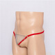 Men's thong with one strap sexy transparent bag gun bullet separation iron ring tassel lace physiological underwear men's sex toys white one size red