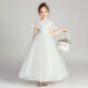 Bei Lianyan girls birthday princess dress autumn flower girl wedding dress white fluffy gauze little girl evening dress children's piano performance dress summer white short front and long back LF-033140cm