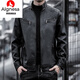 AIGNESA leather jacket for men in spring and autumn new trendy imitation leather casual plus velvet jacket trendy genuine leather winter leather jacket jacket ZH-8602 green plus velvet XL
