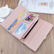 Yizhuchun Fashion Wallet Women's Cover Style Ladies Simple Mom Wallet Long Soft Surface Large Capacity Clutch Pink [Stylish Classic]