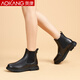 Ocon Chelsea boots for women in winter calfskin retro British soft chimney boots Martin boots naked boots single boots black single 37