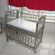 Liuzi stainless steel crib splicing large bed newborn baby bed iron crib movable with mosquito net naked bed + brown mat small bed double-layer expansion 142*60cm0-5 years old