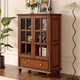 Yachen Home Retro American Massivholz TV -Schrank rechteckiger Couchtisch Weinschrank Kombination Kombination aus Hausbodenschrank Wohnzimmer Einfacher Pfirsich Herz Blumen und Holz -TV -Schrank [Walnussfarbe]