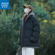 Jeanswest fake two-piece down cotton jacket for men and women in autumn and winter 2025 new couple casual jacket jacket men's trendy cotton coat to keep warm black (same style for men and women) M recommended 90-110Jin Jin equals 0.5 kg