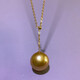Moh's Australian South Sea Saltwater Pearl Y-Chain Pearl Necklace Perfect Round Cold White Light Rich Gold Gold Bead Pendant Australian White Gold Bead Pendant 14-15mm