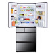 Panasonic NR-F673WX-X5 659 litres Réfrigérateur multi-portes importé d'origine au Japon, fabrication automatique de glace automatique refroidie par l'air, stérilisation nanoyi x et nettoyage des odeurs, panneau de verre miroir Agate Black