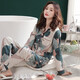 优婷菲（YOUTINGFEI）睡衣女春秋季纯棉长袖薄款宽松全棉家居服女士秋款大码套装可外穿 XEQ-9906绿色 L(身高158-165 体重100-125)