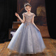 Little Kayi Dicke Kinderkleid Prinzessin Rock High-End Girls Klavier Performance Kleidung Langarm Blumen Kinder Hochzeitskleid Little Girl Host Sommer Champagner 1591 Kurzärmler 120
