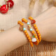 OUCERNY Beeswax Duobao DIY Bracelet Multi-turn Single Circle New and Old Honey Green Pine Southern Red Silver Decoration White Jade Chinese Valentine's Day Gift A3556 (can be wound around three times)