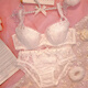 Modal underwear with big breasts showing small push-up girl bra small breasts sexy suit thin Japanese style cute pure lust large size bra small rose pink suit three-breasted = with steel ring 80B =36B