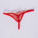 Guiruo men's sexy underwear ultra-thin transparent ice ribbon thong set breathable teasing sex toy red