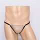 Men's thong with one strap sexy transparent bag gun bullet separation iron ring tassel lace physiological underwear men's sex toys white one size red