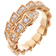 Ji Ge 18K gold couple ring 18k rose snake-shaped ring women's niche design snake bone three-circle full diamond moissanite ring