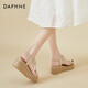 Daphne (DAPHNE) sandals for women's summer high heels summer new single shoes heels thick sole sponge cake student rhinestone fairy style elastic band gold 37 (235mm)