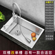 
Daihuo Kitchen 304 stainless steel handmade sink single slot narrow long small apartment bar wash basin thick horizontal dishwasher 48*35 with 6193 round faucet full set