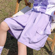 
Pitt Pitt girls sports shorts children's summer wear ice silk five-quarter pants girls suit work pants medium big children's summer suit 3388 purple 9889 white (suit) 170 cm