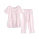 
Roseme Roseme Spring and Summer New Product Pure Cotton 60-pin woven fabric inlaid with lace short-sleeved trousers pajamas two-piece set 13068 Pink 155(S)