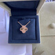 Fat Donglai same style 18K gold four-leaf clover pendant necklace for women Au750 rose gold laser Chinese Valentine's Day gift for women 18K rose gold four-leaf clover necklace