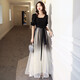 Maxbeth banquet evening dress for women new black long temperament can be worn on the host choir performance suit Black 3XL