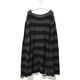 Yuan Lexen mid-length punk dark versatile European and American ripped autumn and summer sweater for women couple striped loose niche sweater new dark gray one size