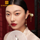 Gong Dian's Chinese-style step-shaping hairpin and field jade 925 silver gold-plated hairpin with tassels are high-end hairpins for family members. Buyao Dielianhua