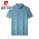 皮尔卡丹（pierre cardin）高端提花桑蚕丝短袖T恤男士中年夏季休闲真丝薄款P.OLO衫 BY6218款-墨兰 4XL 190/58【适合体重185-210斤】