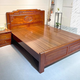Millennium Shengshi Solid Wood Bed Golden Rosewood Antique Double Bed Chinese Carved Large Bed Classical Bedroom Furniture Rosewood Solid Wood Bed 1.8*2.0m Full Mortise and Tenon Style