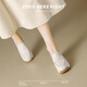 ZHR Kopfschicht Cowide Single Schuhe für Frauen Mode dicke Sohle -Ladungsstätte Frauen vielseitige Mutterschuhe Frauen Schuhe S126 Beige 37