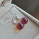 Fat Donglai same style beeswax earrings S925 silver amber blood amber tea amber blue amber earrings for women long style 2022 trendy beeswax medium size (12mm moderate)